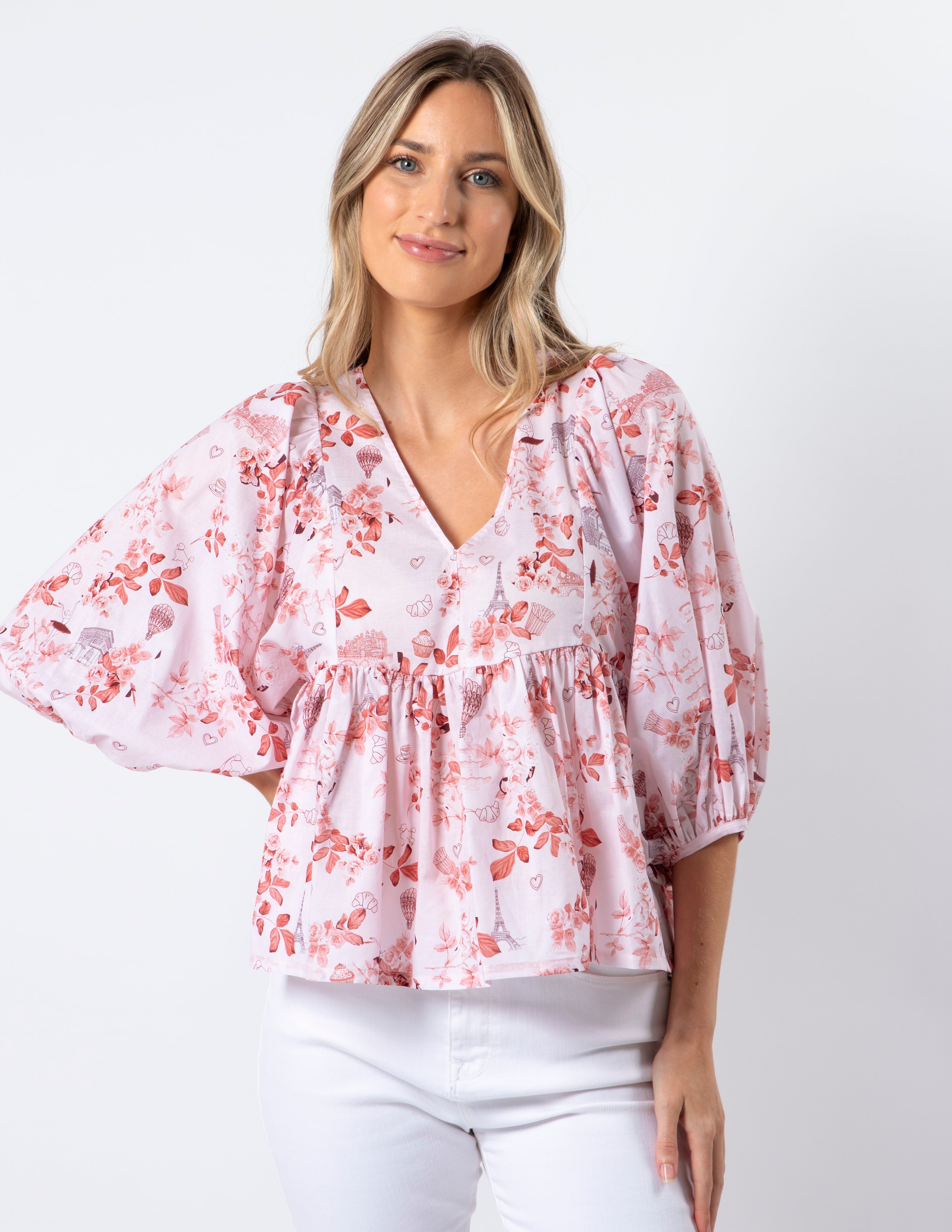 Zara Blouse - Jolie Ruby Rose – Stella+Gemma-AU